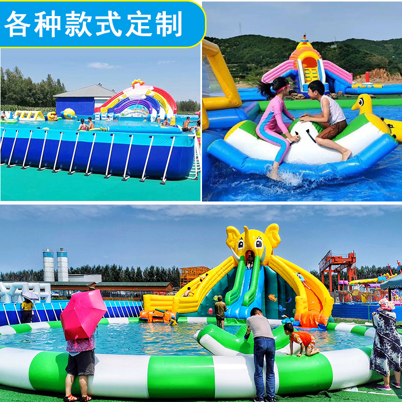 大型水上乐园广场充气冰雪世界龙头大滑梯水上冲闯关滑梯景区农庄