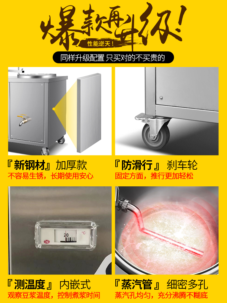 来博豆浆机商用全自动浆渣分离早餐店用大型豆腐机一体加热煮浆机