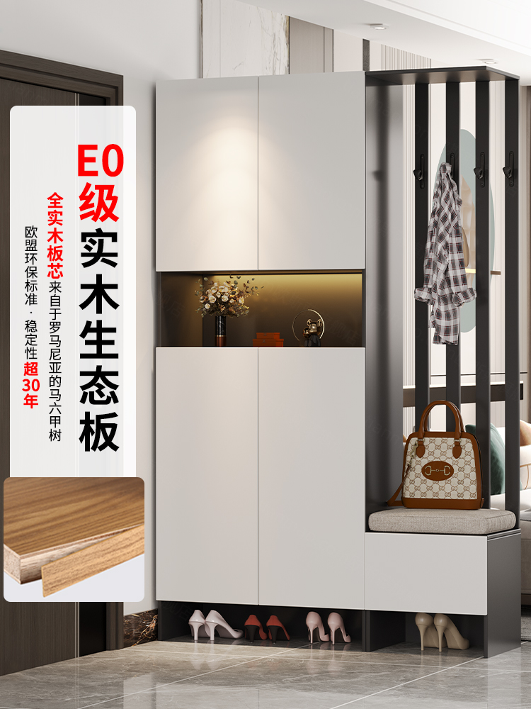 玄关柜实木入户客厅隔断柜子现代简约新款间厅柜进门鞋柜屏风一体