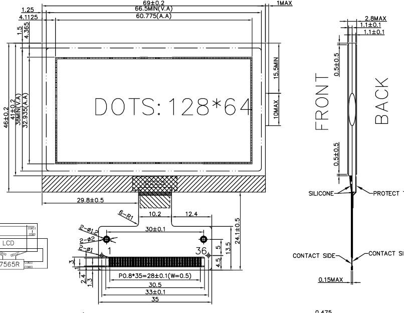 12864 dot matrix LCD 12864 LCD screen cog12864 LCD screen GM12864T-5cog screen