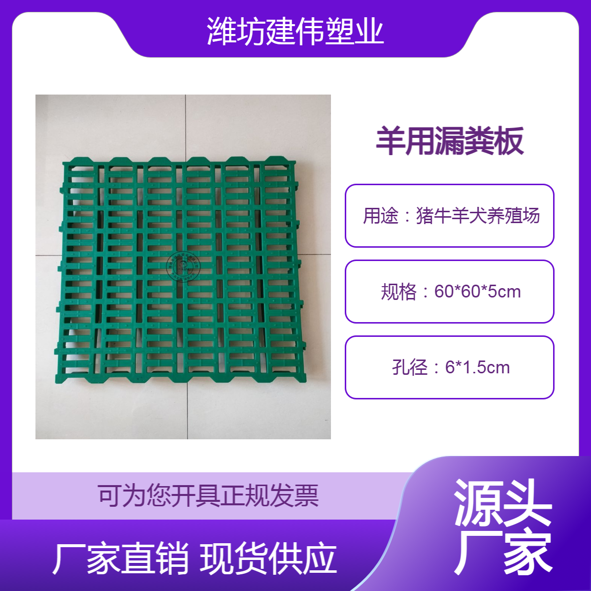 建伟塑业加厚羊用塑料漏粪板60*60cm 高床养殖羊床
