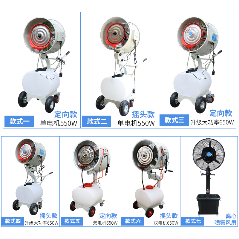 大型工业车间加湿器喷雾除尘摇头手推离心式大雾量消毒降温加湿机