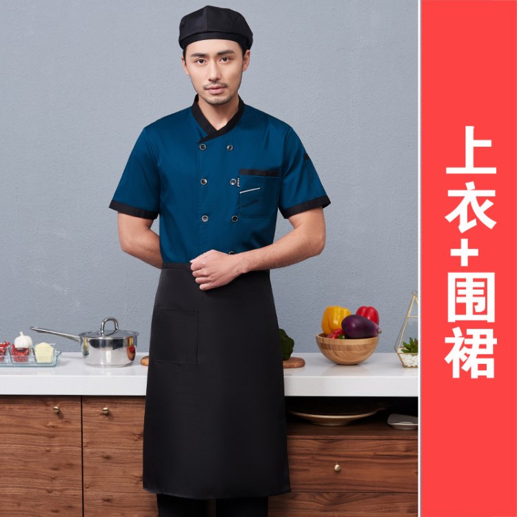 餐饮厨师工作服女夏季透气网餐厅食堂后厨房西餐幼儿园衣服定制男