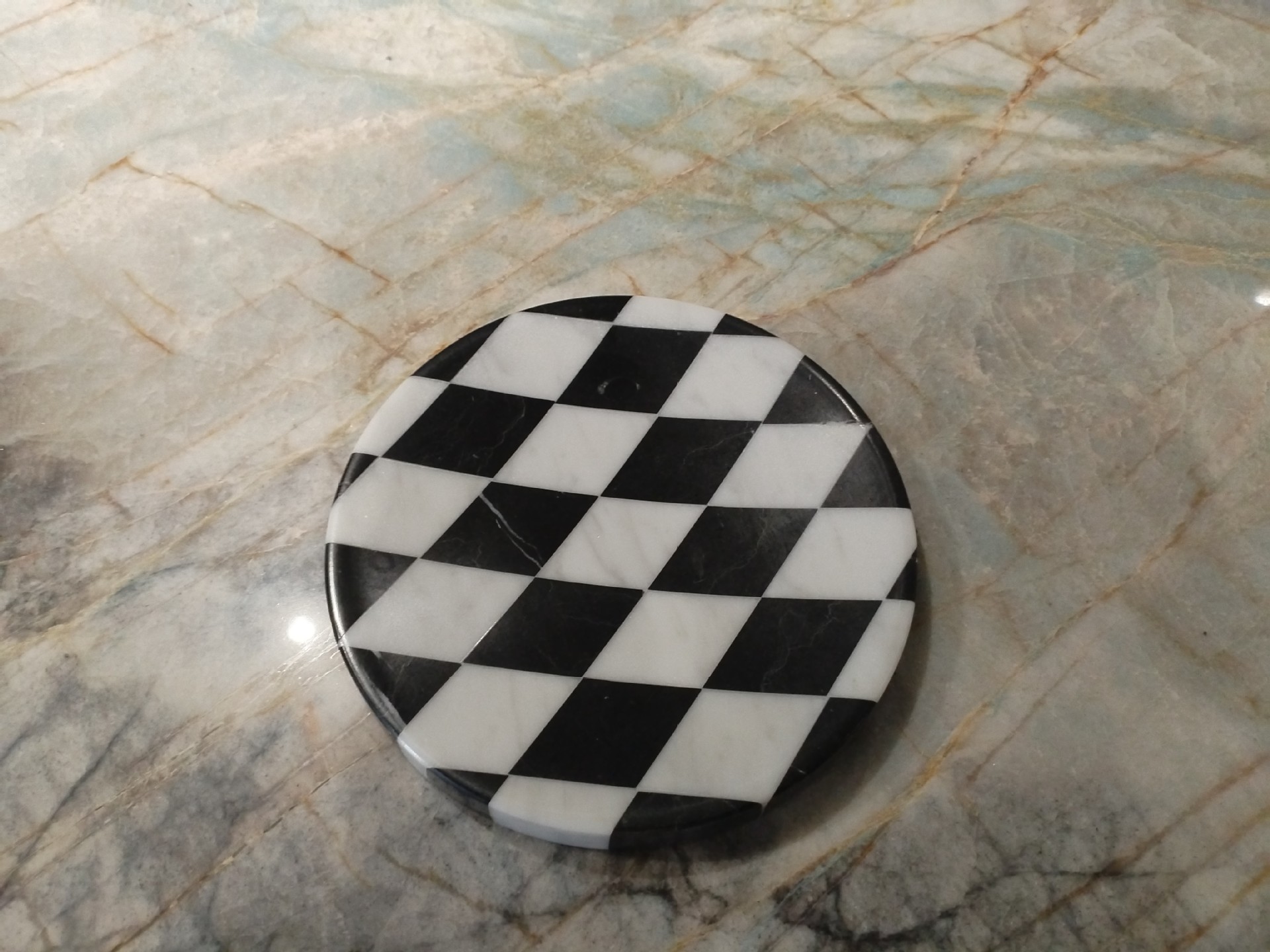 Natural marble coaster, hotel universal tea cup creative pad, heat-resistant circular anti-skid bowl pad, customized processing