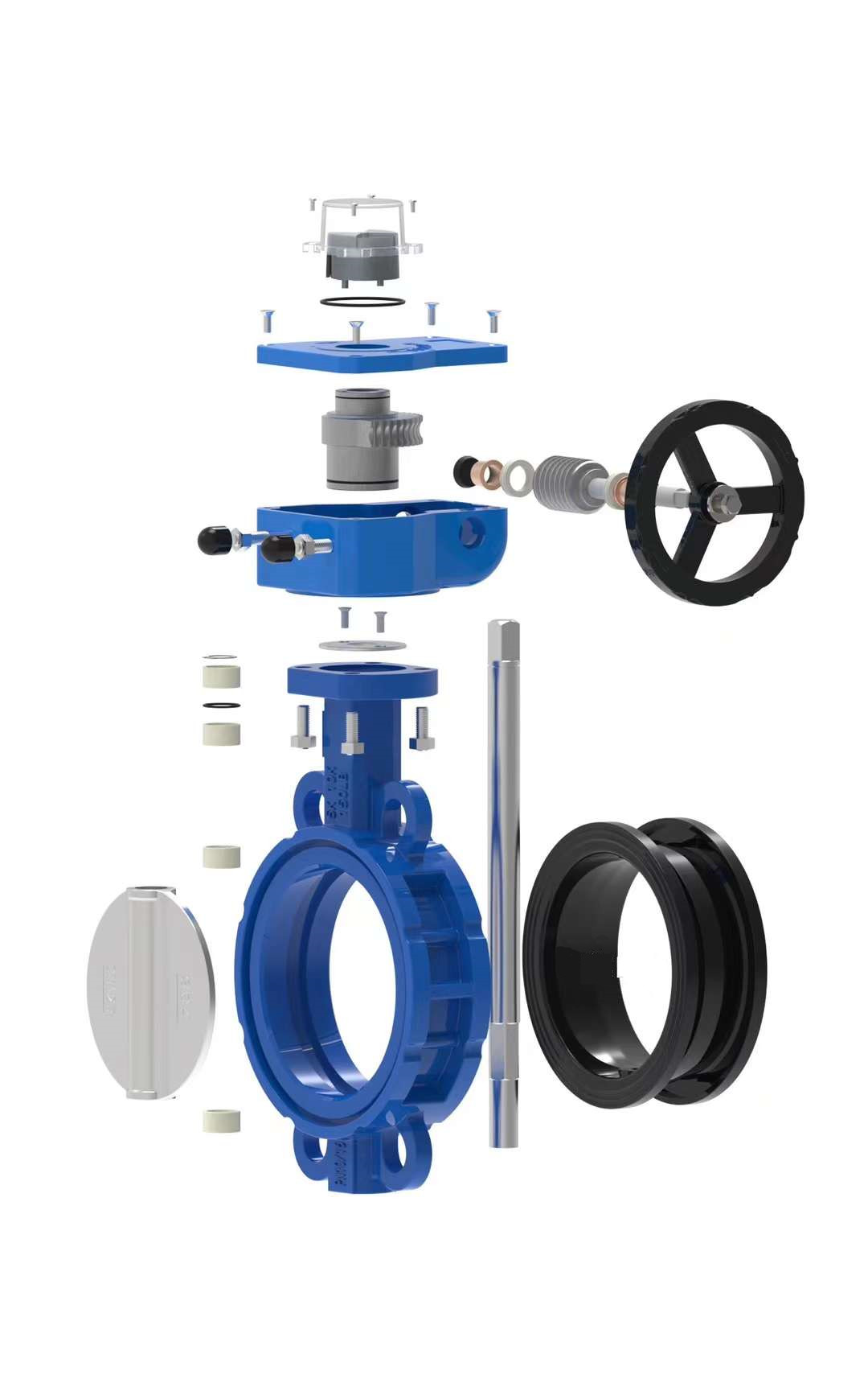 Square handle wafer butterfly valve D71X-16 ductile iron manual soft sealing center line valve