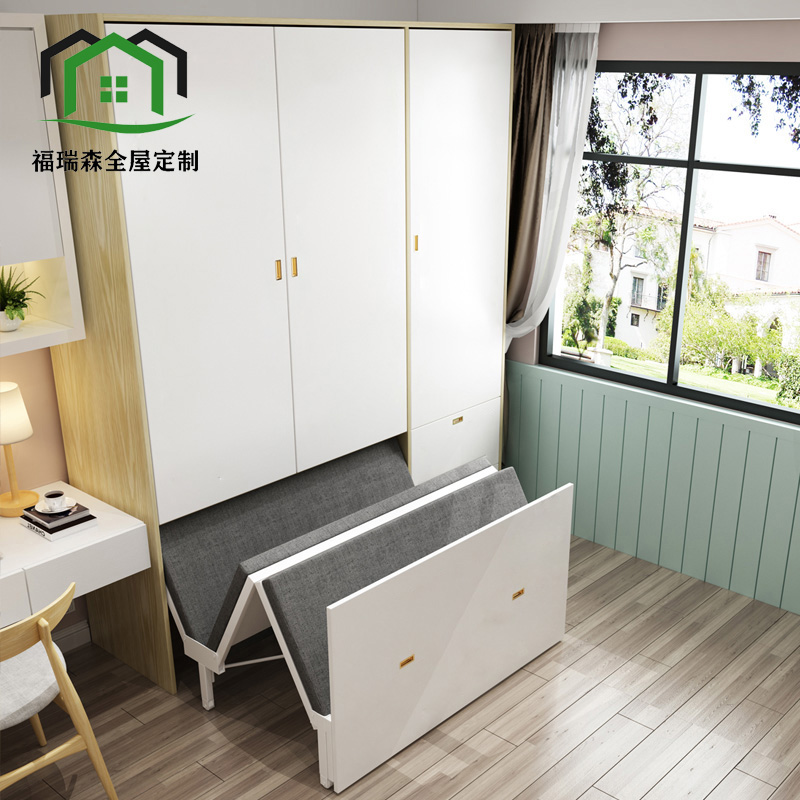 衣柜床一体组合多功能折叠隐形床小户型省空间推拉门衣柜抽拉床