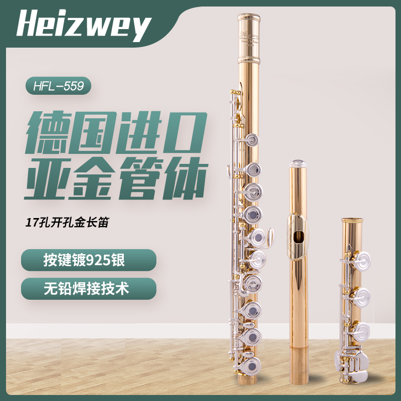 长笛正品17孔B尾开闭两用亚金镀银成人儿童学生通用专业考级乐器