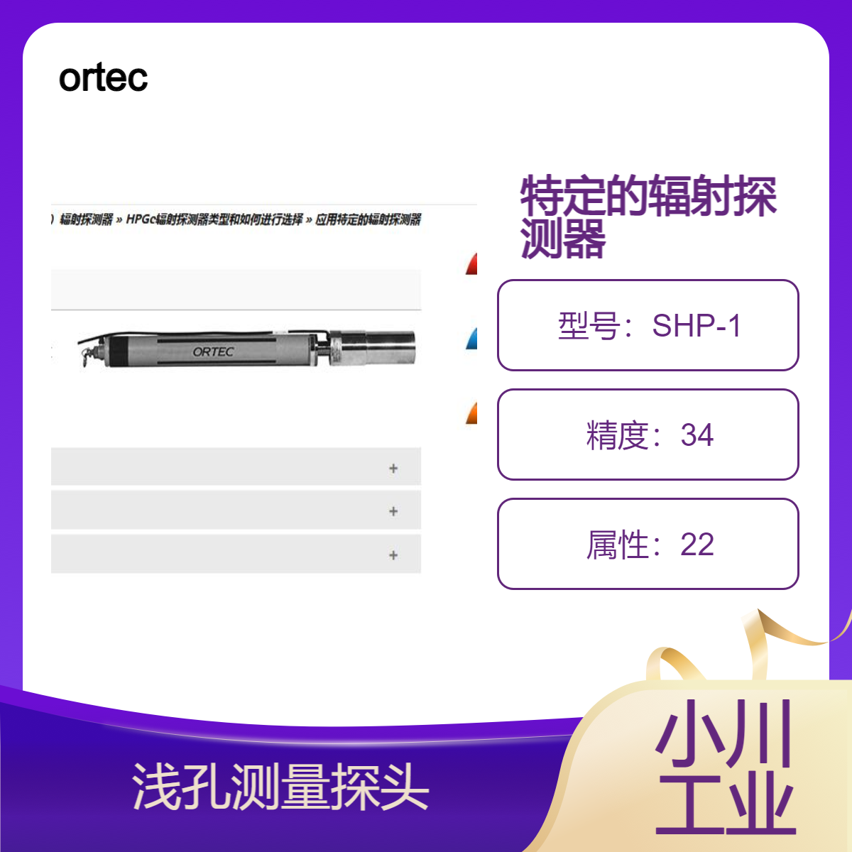 ortec应用特定的辐射探测器/SHP-1浅孔测量探头