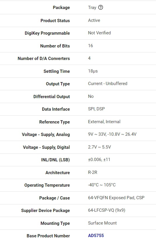 AD5755-1ACPZ brand new original digital to analog converter - DAC 16Bit Quad, V/I DAC