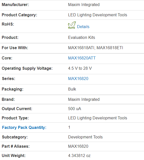 MAX16820EVKIT+New Original LED Lighting Development Tool Maxim Integrated