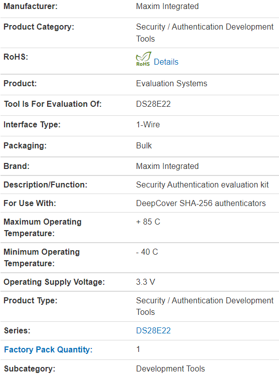 DS28E22EVKIT # New Original Security Verification Development Tool Maxim Integrated