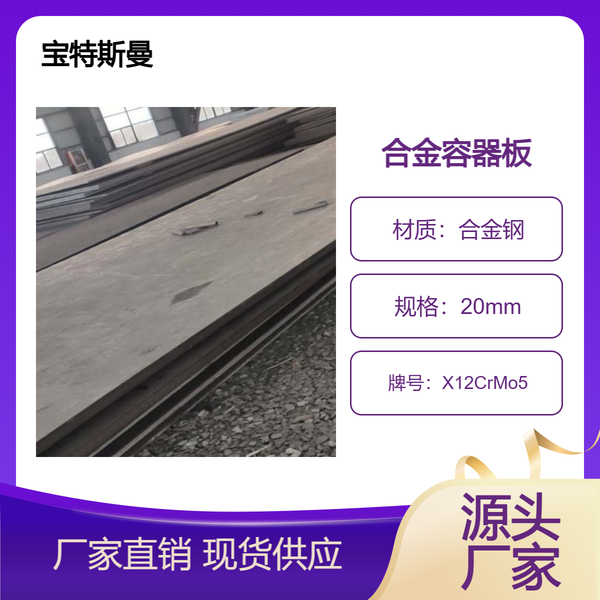 X12CrMo5合金板 欧标钢板 容器板 可定制切割 宝特斯曼
