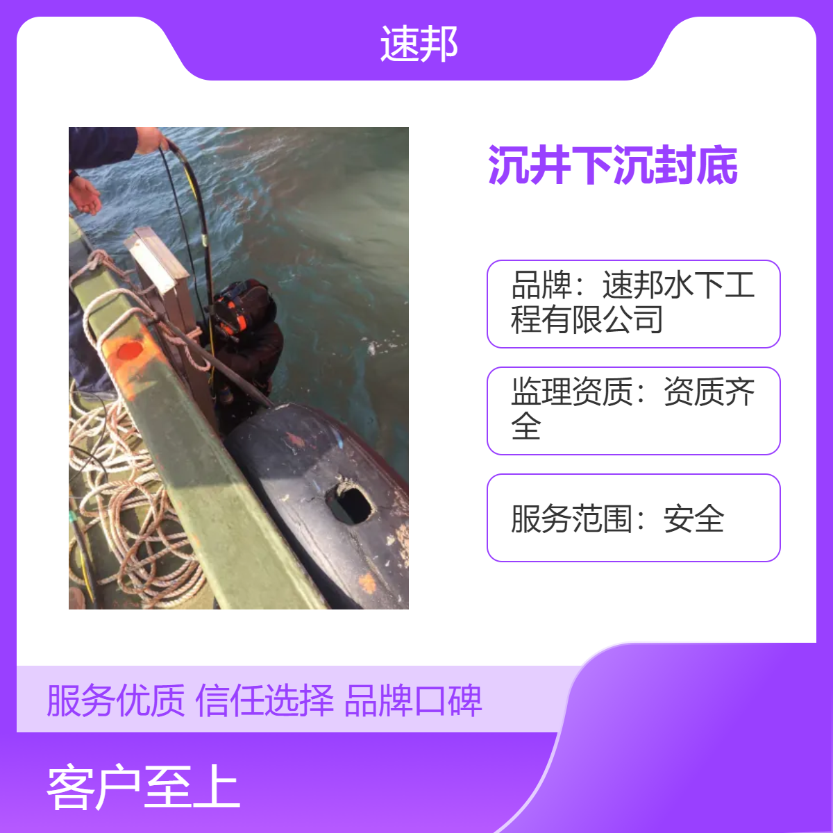 广州市沉井下沉水下清沙清泥封底堵漏作业队伍 合理施工方案