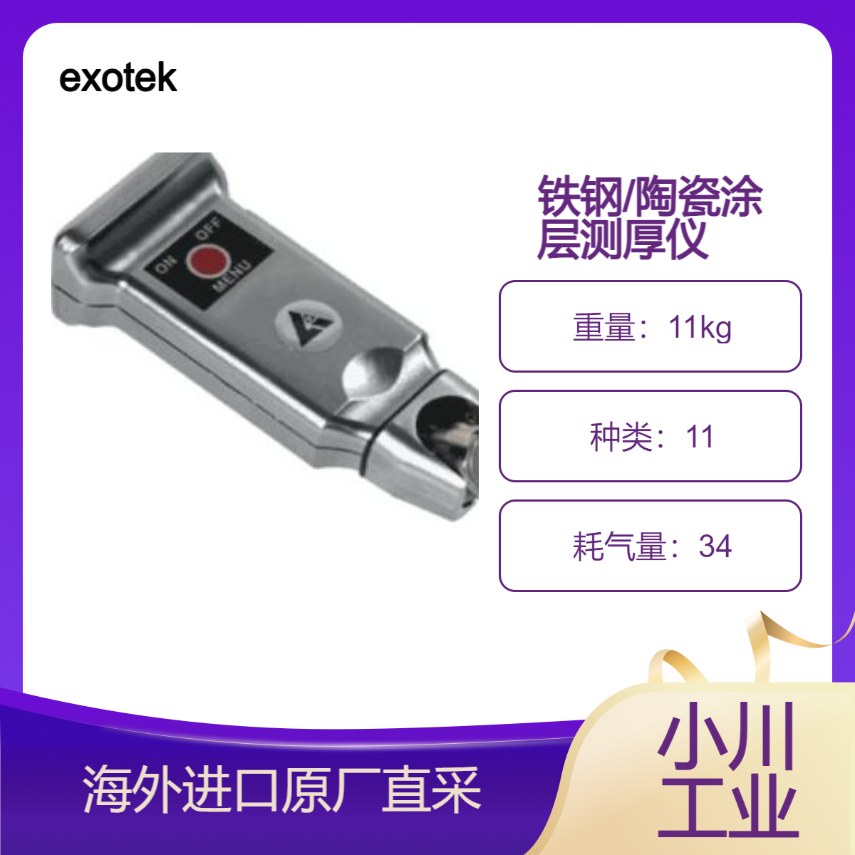 德国exotek涂层测厚仪FE用于测量磁性和非磁性金属/配有可摆动探头