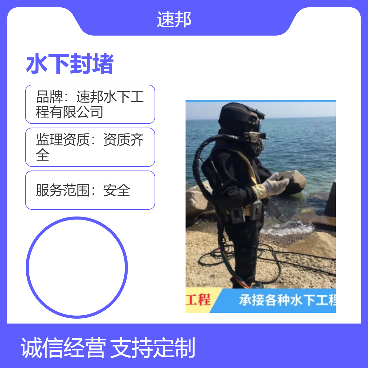 驻马店市水下砌墙封堵施工队伍 快速到达现场 蛙人潜水员打捞队