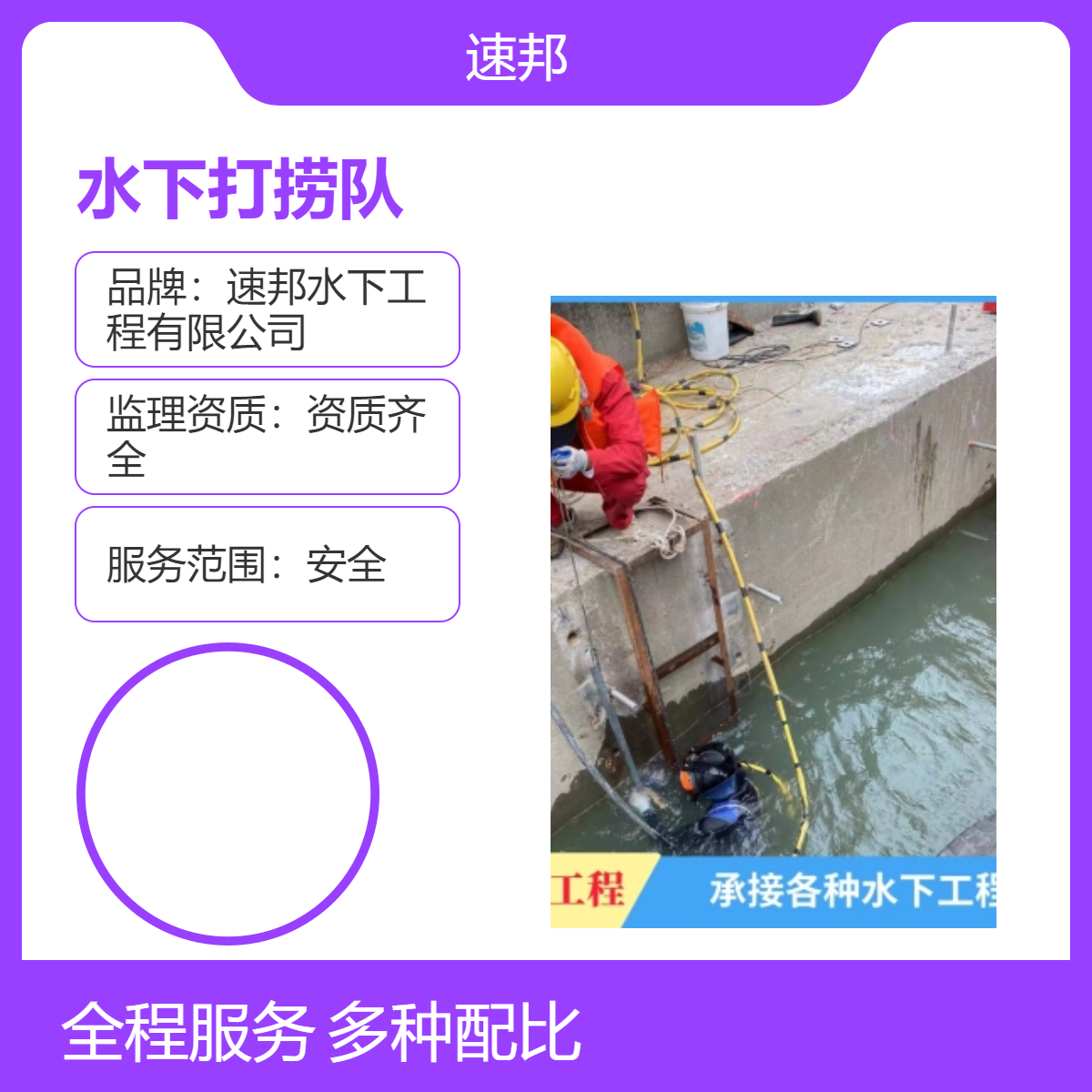 保定市水下打捞服务队（保障安全）水鬼潜水员水里砌墙拆墙队伍