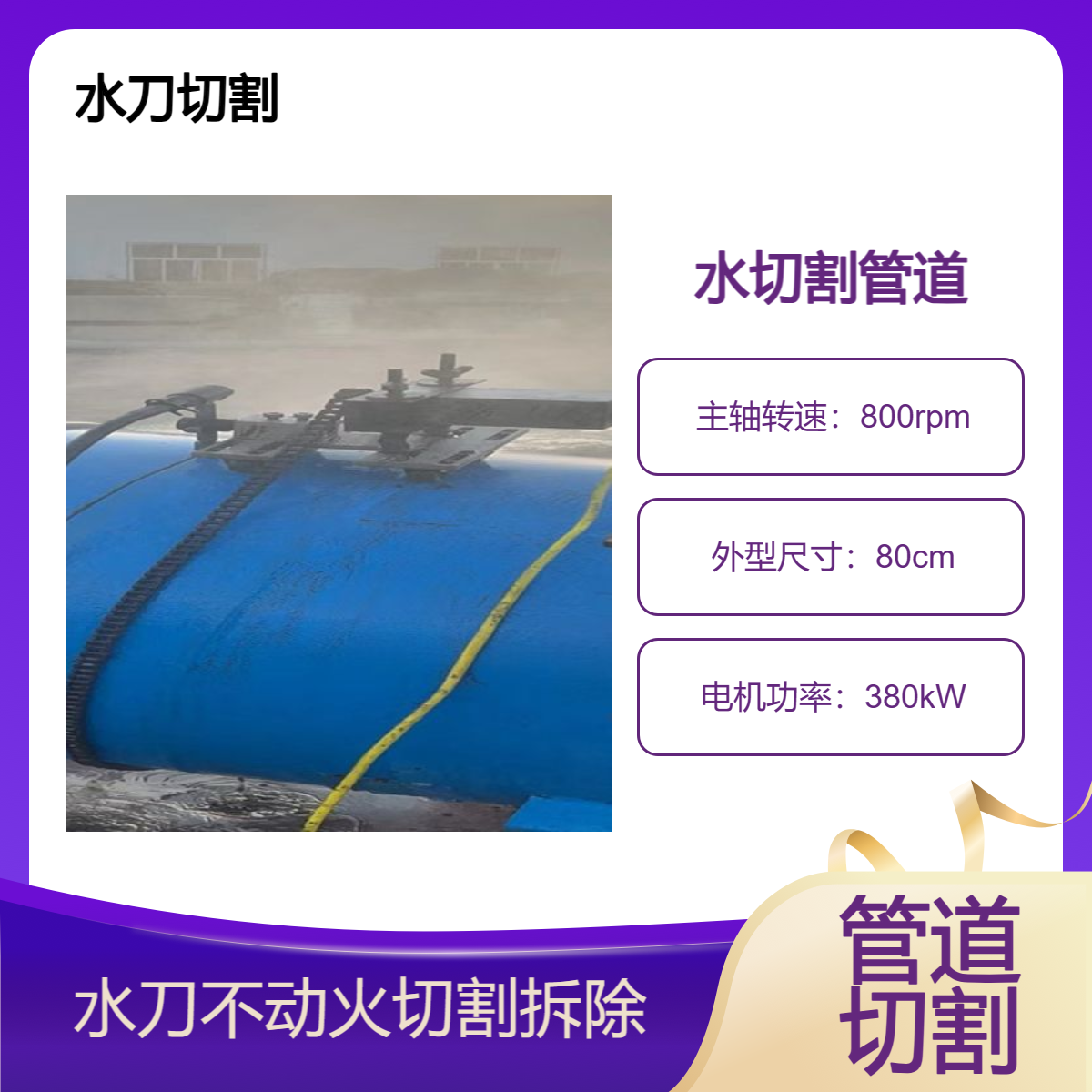 水刀 天然气管道切割 便携式水切割 不动火拆除