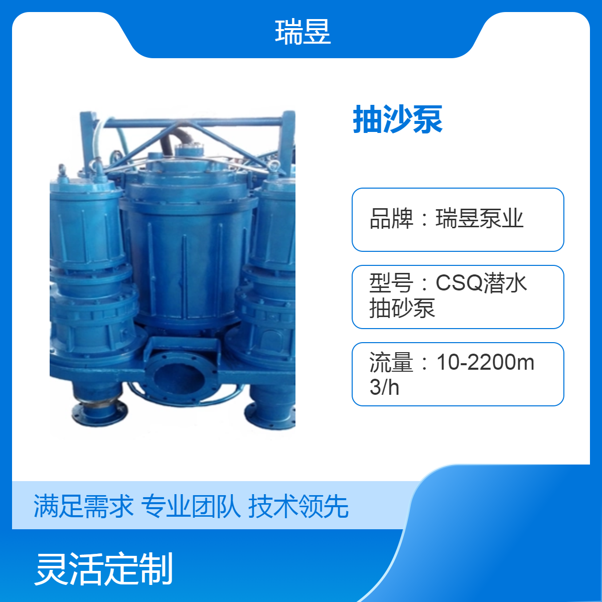 河道无噪音大流量潜水抽沙泵 单吸式连续运转 瑞昱泵业