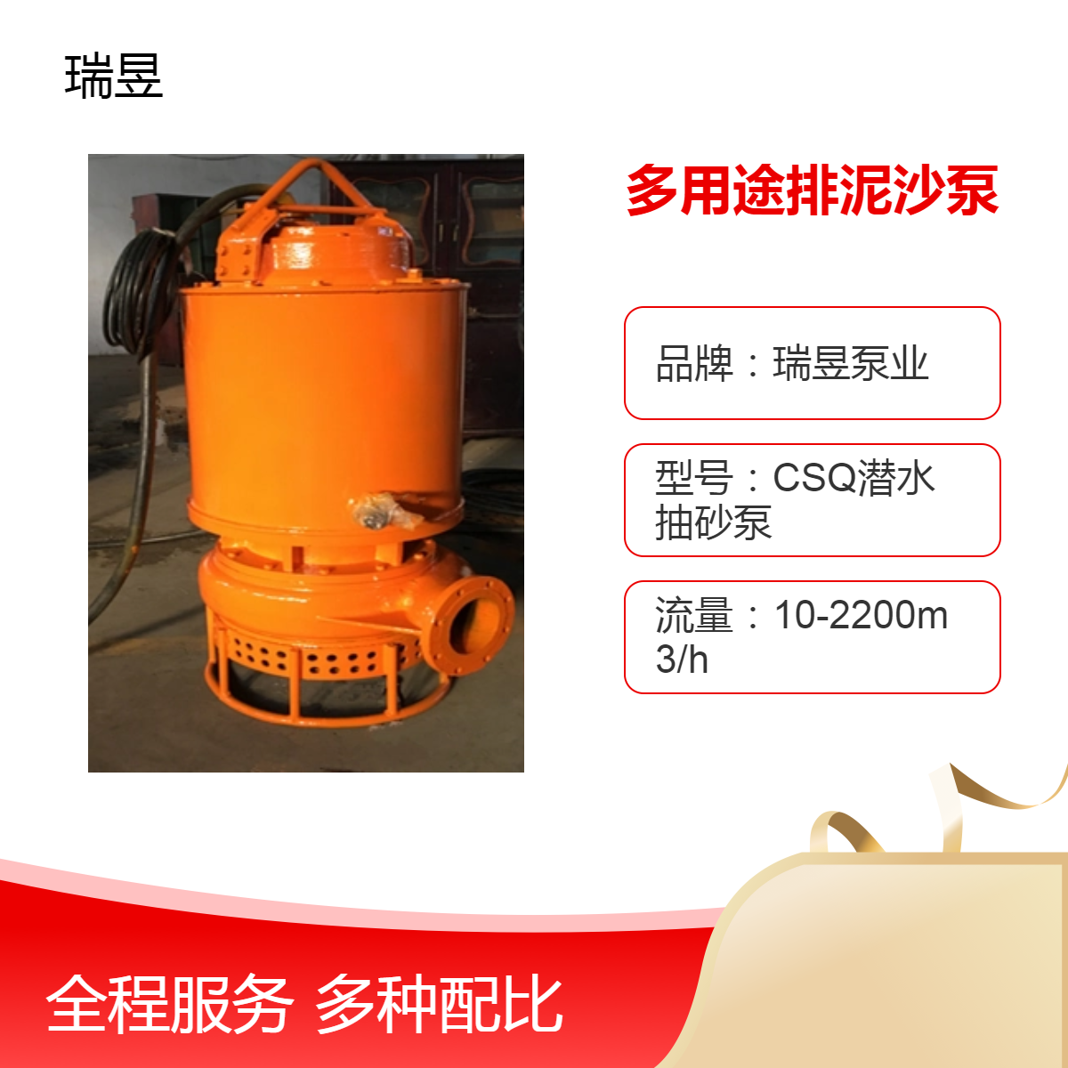多用途排泥沙泵 适用于大颗粒排沙 瑞昱泵业出品