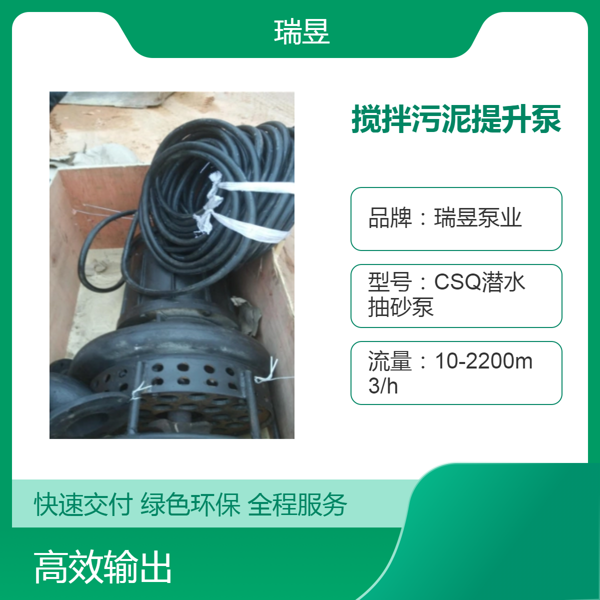 瑞昱泵业 搅拌污泥提升泵 高效处理污水淤泥泵