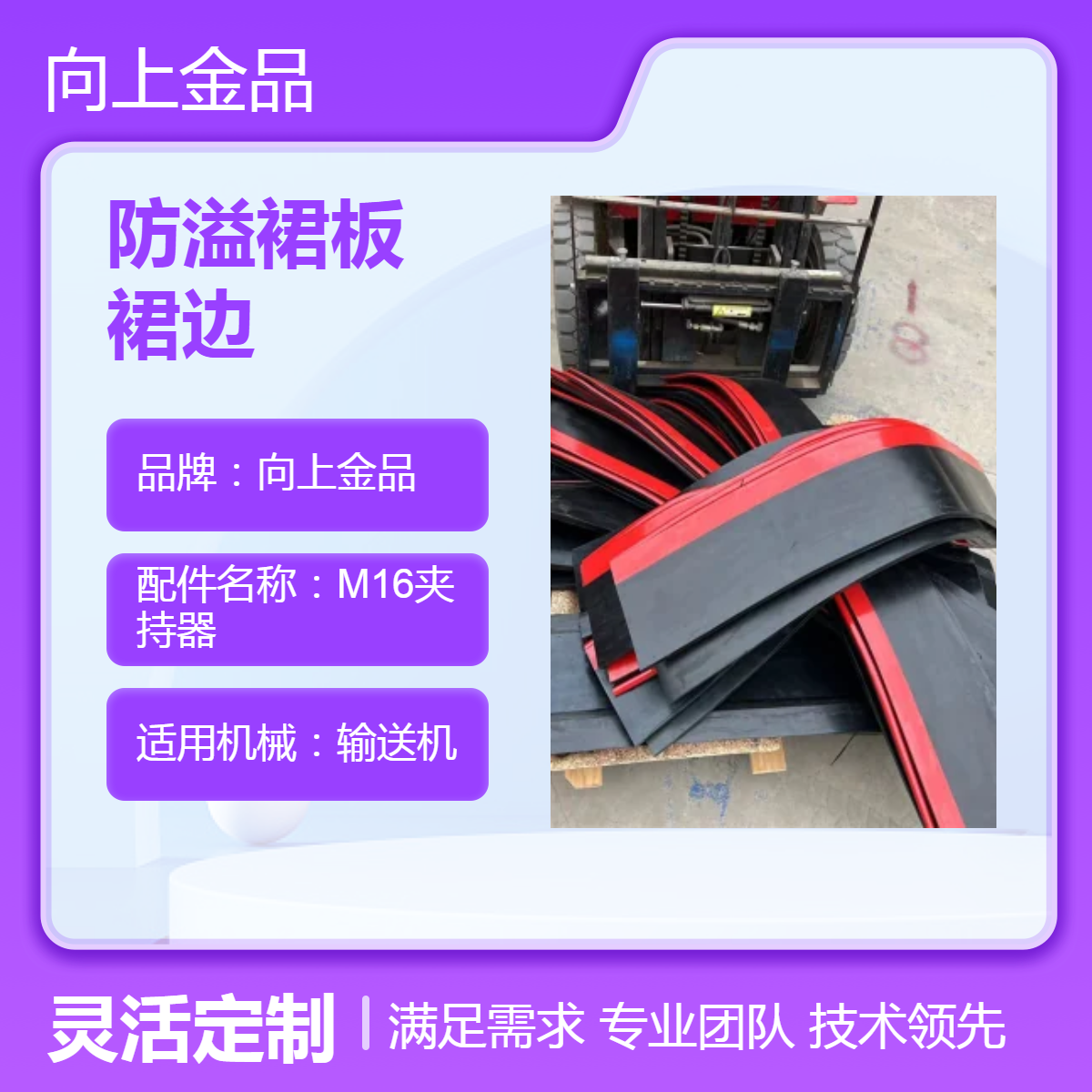 全新Y型长尾防溢裙板 裙边 输送机配件 200x15mm导料槽挡煤皮