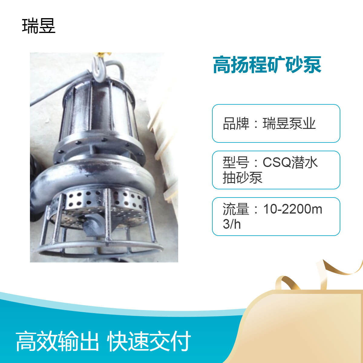 瑞昱泵业出品高扬程潜水矿砂泵 耐磨耐腐抽沙泵