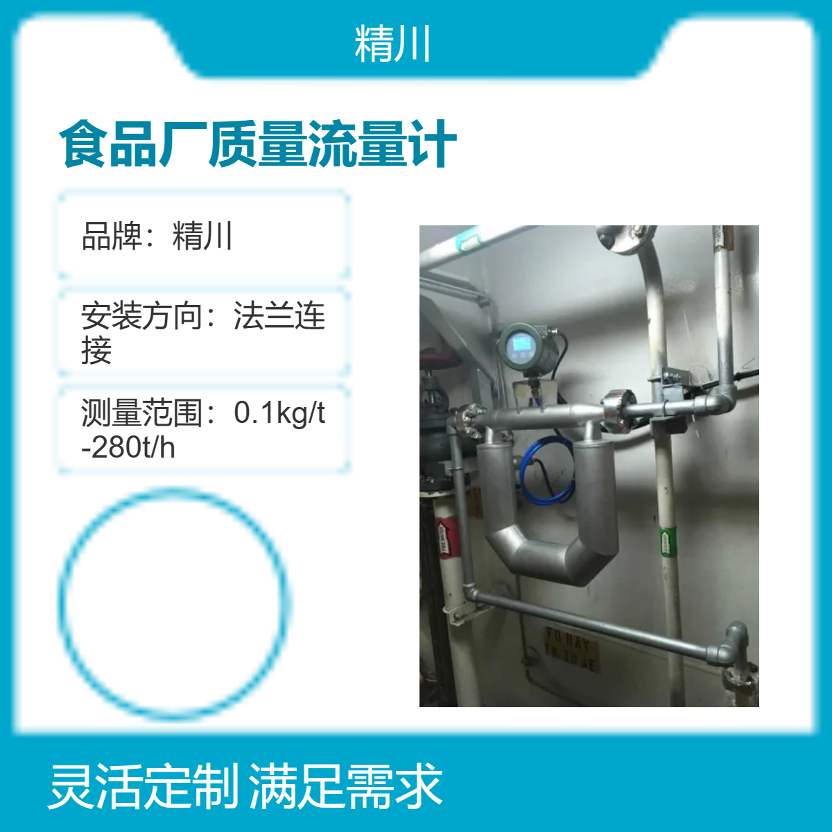 精川食品厂质量流量计卡箍连接精度0.2级可测0.1kg/h