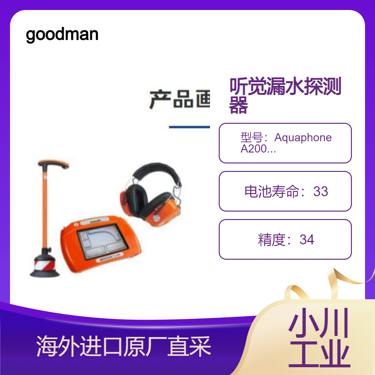 goodman听觉漏水探测器/无绳道路勘测声学检漏仪 Aquaphone A200-S