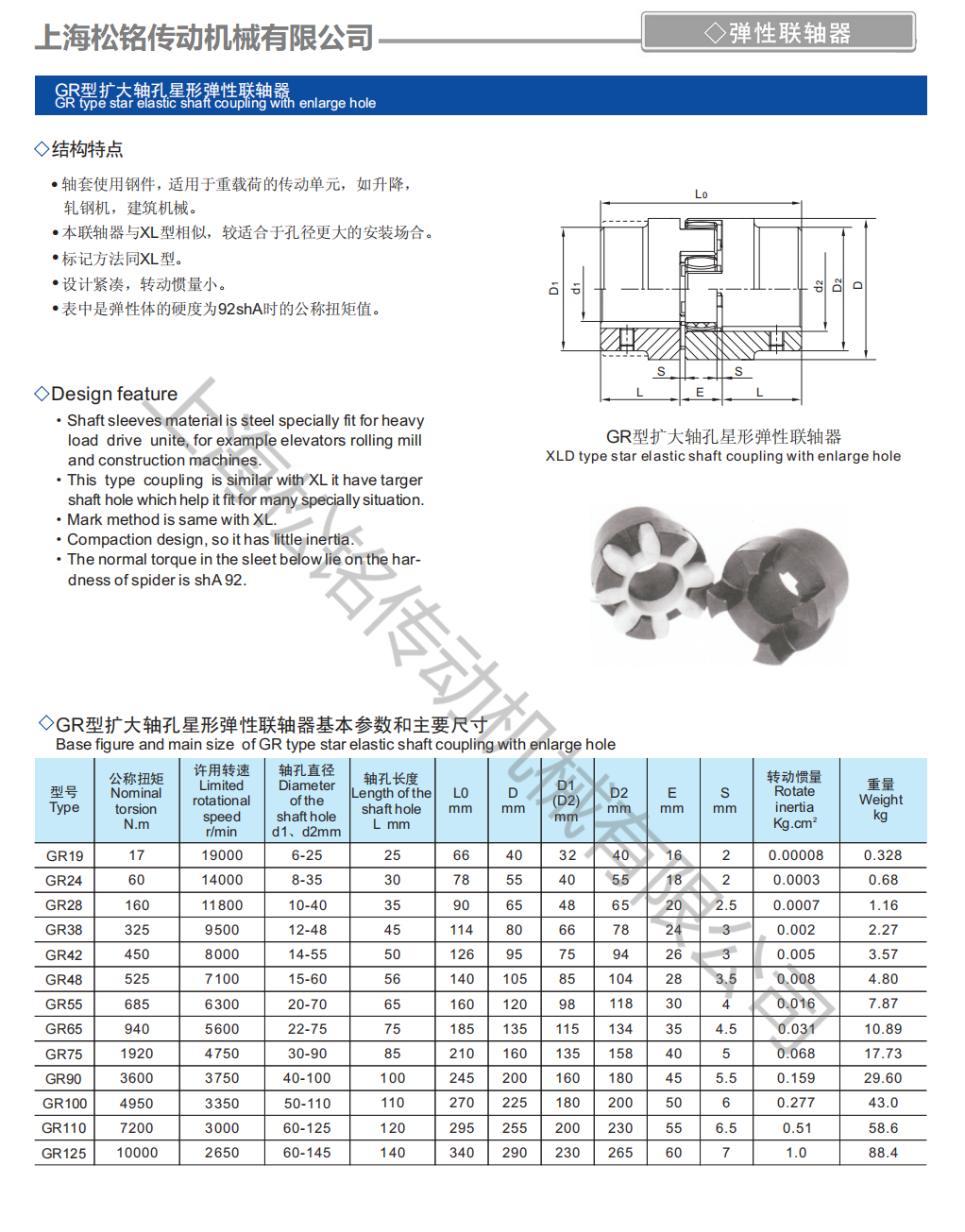 GR42 star shaped elastic coupling d14-55 XLD5 plum blossom elastic coupling SONGMTC