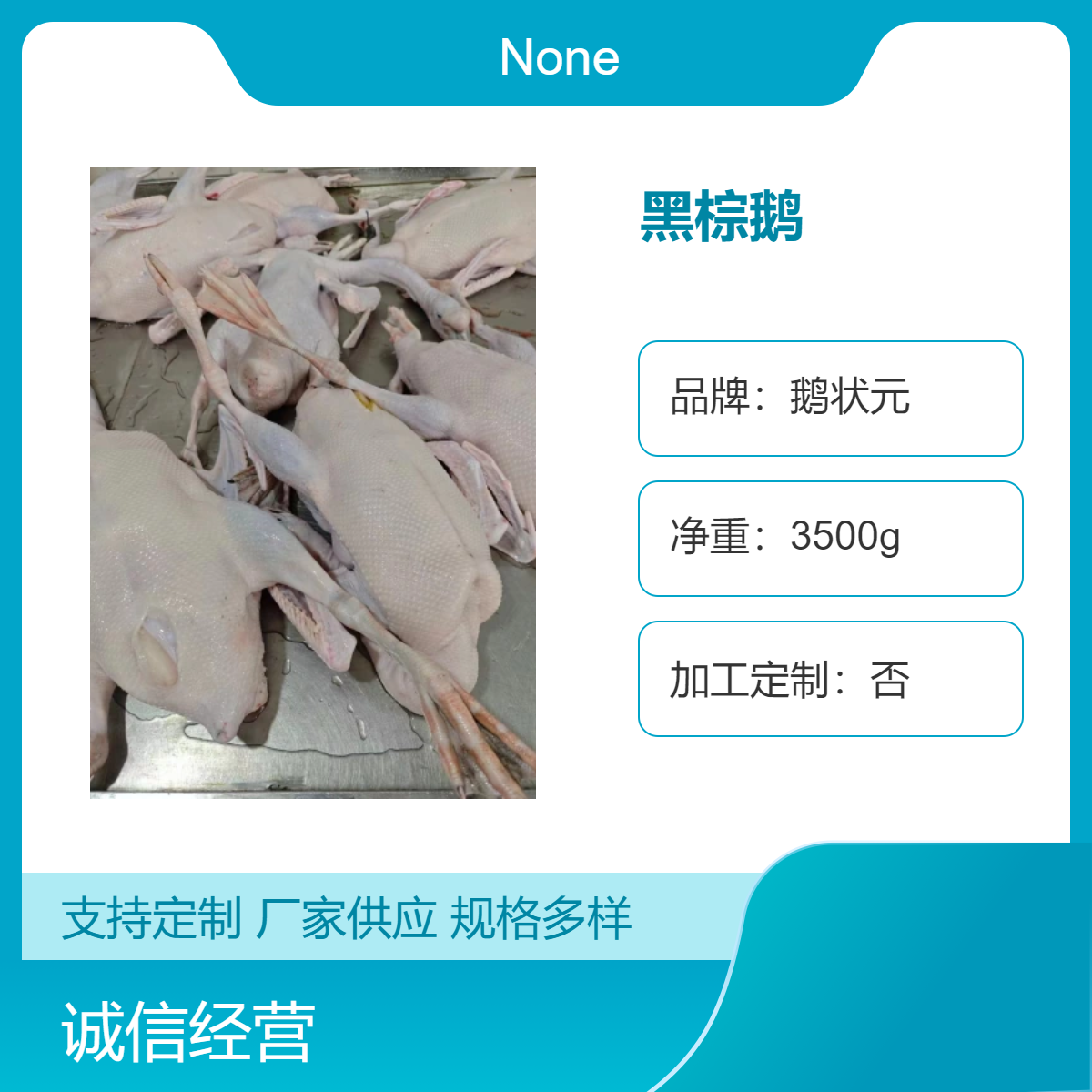 黑棕鹅3.5kg 新鲜美味 烹饪佳肴 鹅状元品牌