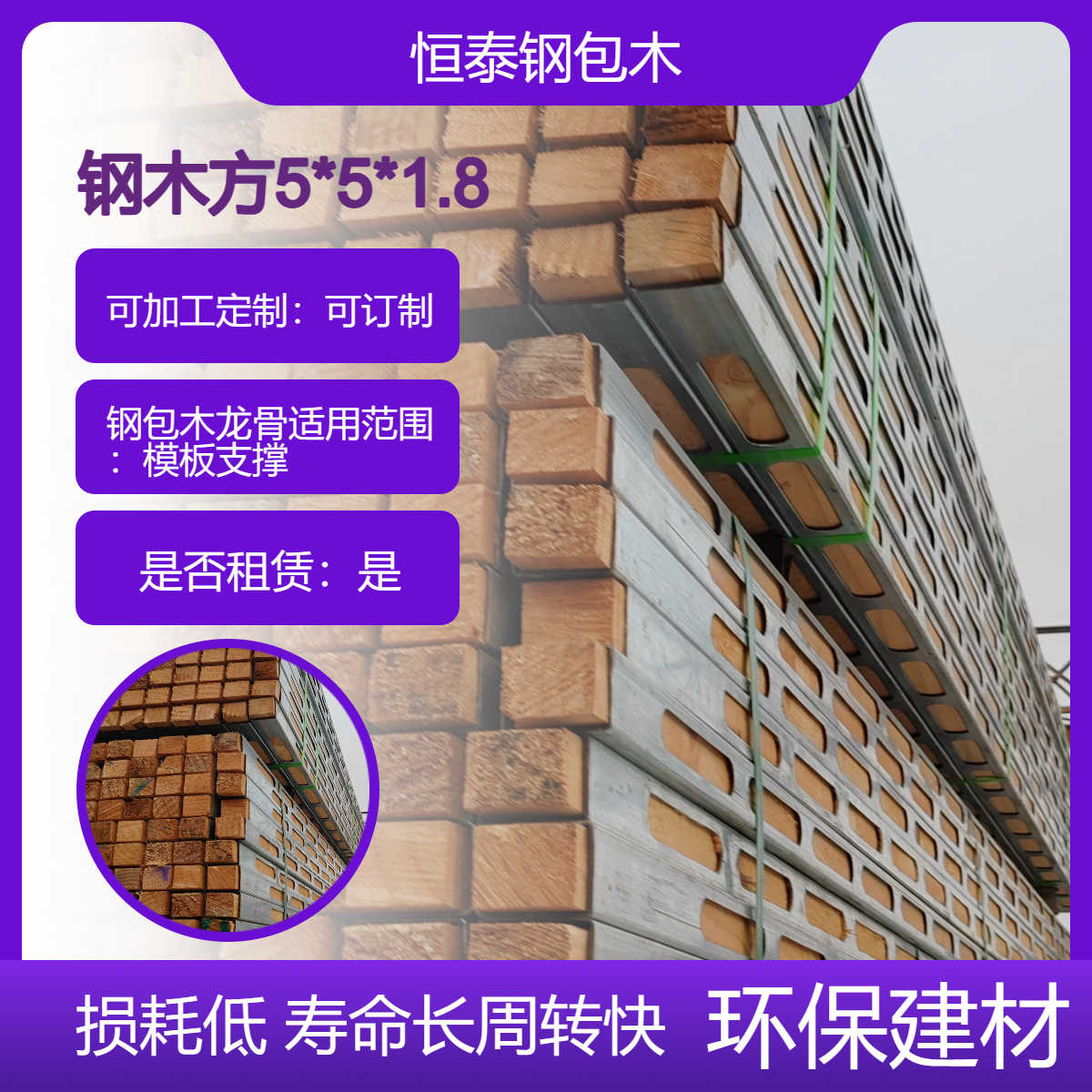 四面孔钢包木5*5方壁厚1.8MM 每条2.65M长 龙骨尺寸可订制 平稳度高