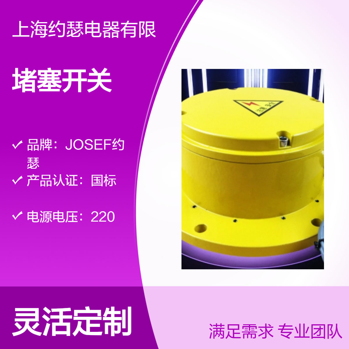 JOSEF约瑟 DLH-ZX-DL-1F溜槽堵塞开关 75~100N，无噪音