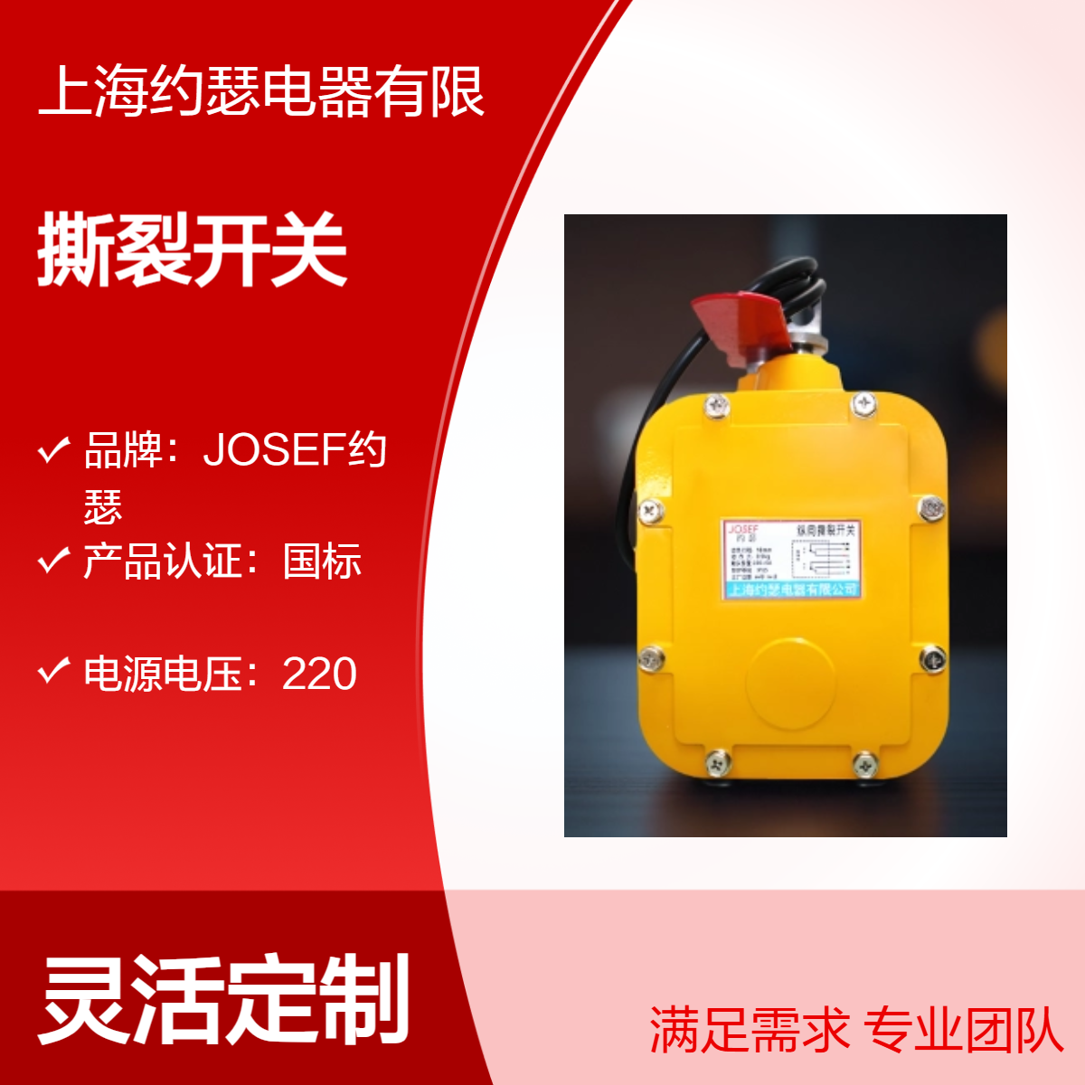 JOSEF约瑟 NSTB-L1200撕裂开关 额定电压220V，误差小