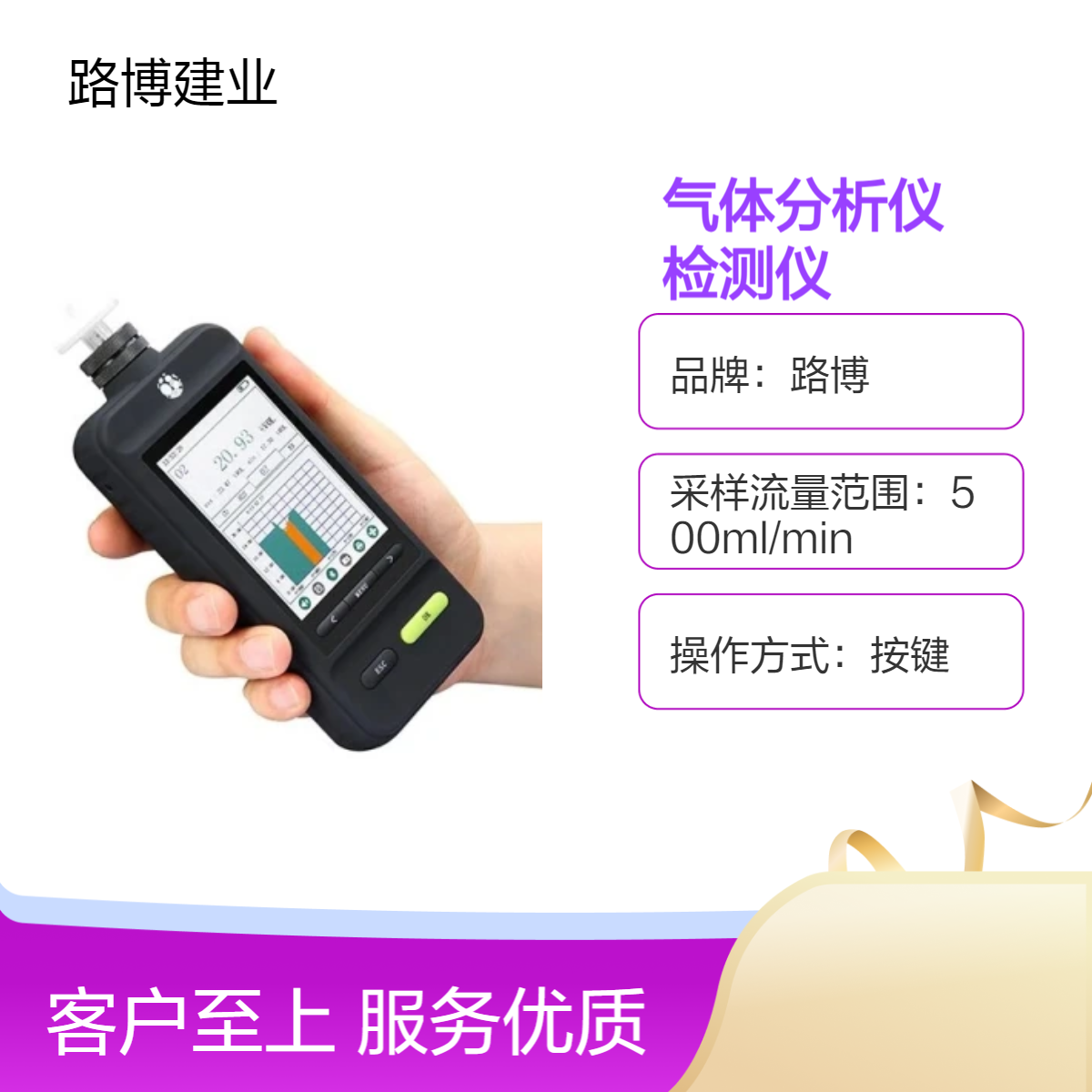 路博便携式按键操作气体分析仪 精准快速检测空气质量