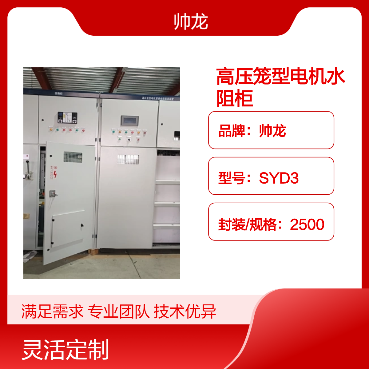 帅龙SYD3高压笼型电机水阻柜2500kw大功率软起动柜