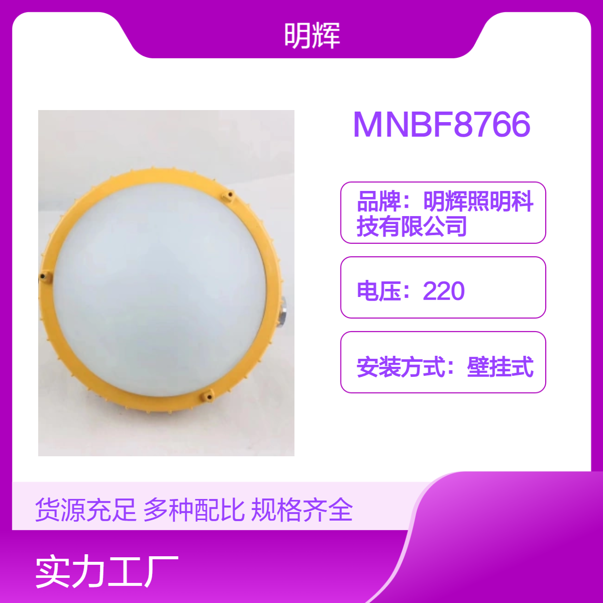 MNBF8766防爆平台灯 LED黄色照明灯 IP66防护等级 铝合金壁挂式
