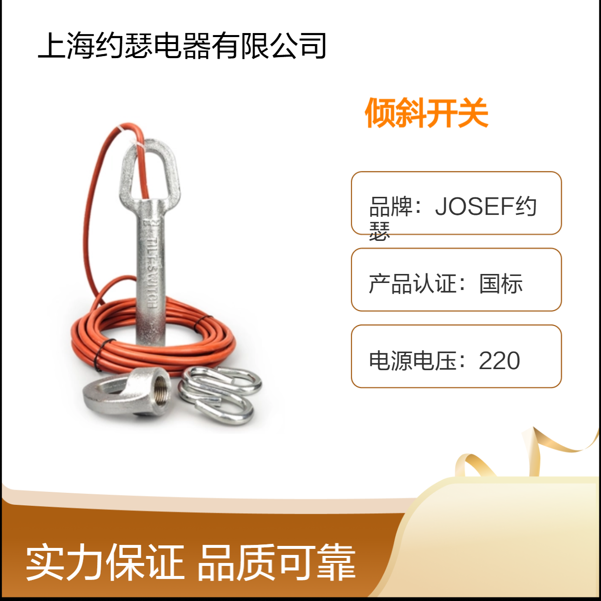JOSEF约瑟 ICS-800-DL倾斜开关 电源电压220，外壳材质不锈钢304