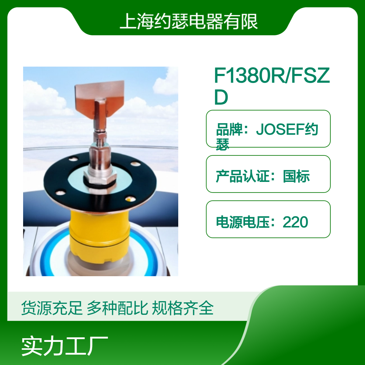 JOSEF约瑟 F1380R/FSZD阻旋式料位检测器 供电稳定，安装方便