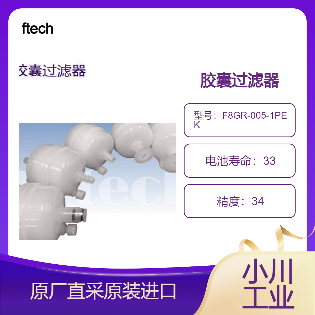 ftech过滤器F8GR-005-1PEK 精度0.5um /F8TF-004-1PEO 绝对精度0.4um