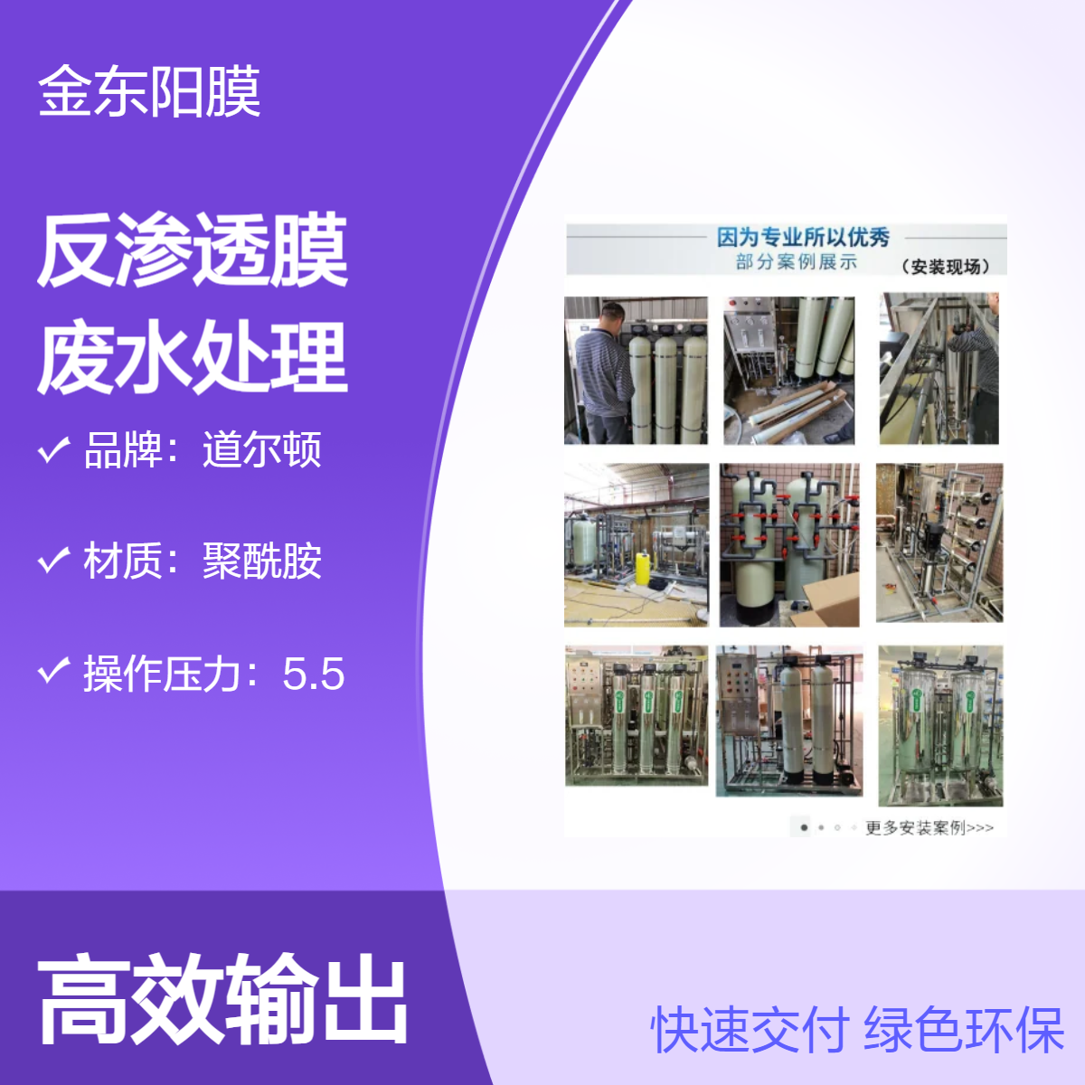 道尔顿反渗透膜废水处理高脱盐聚酰胺材质反渗透设备专用