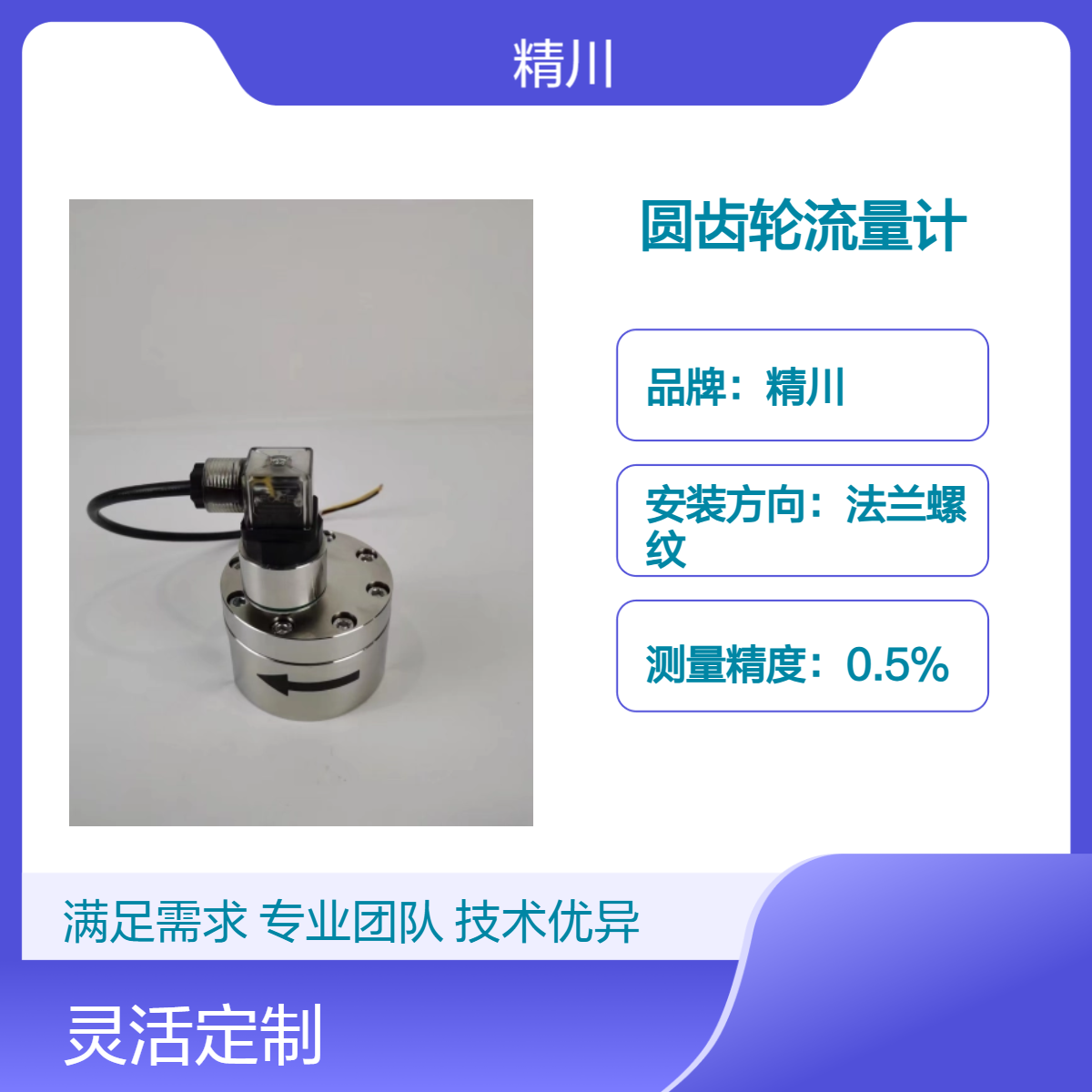 精川液晶显示圆齿轮流量计 法兰螺纹DN4一体式抄表系统485