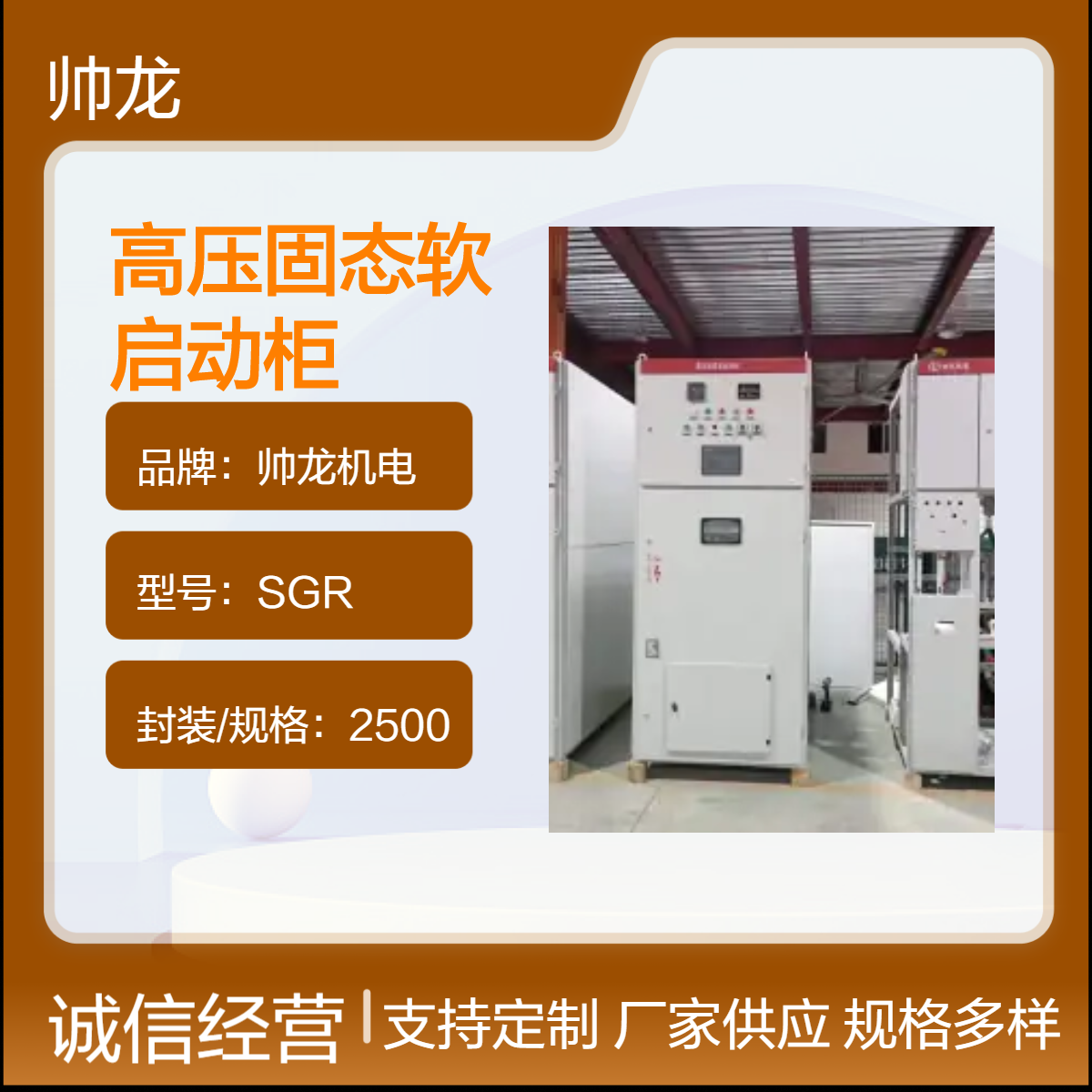 帅龙机电SGR高压固态软启动柜 大功率高压电机软启动