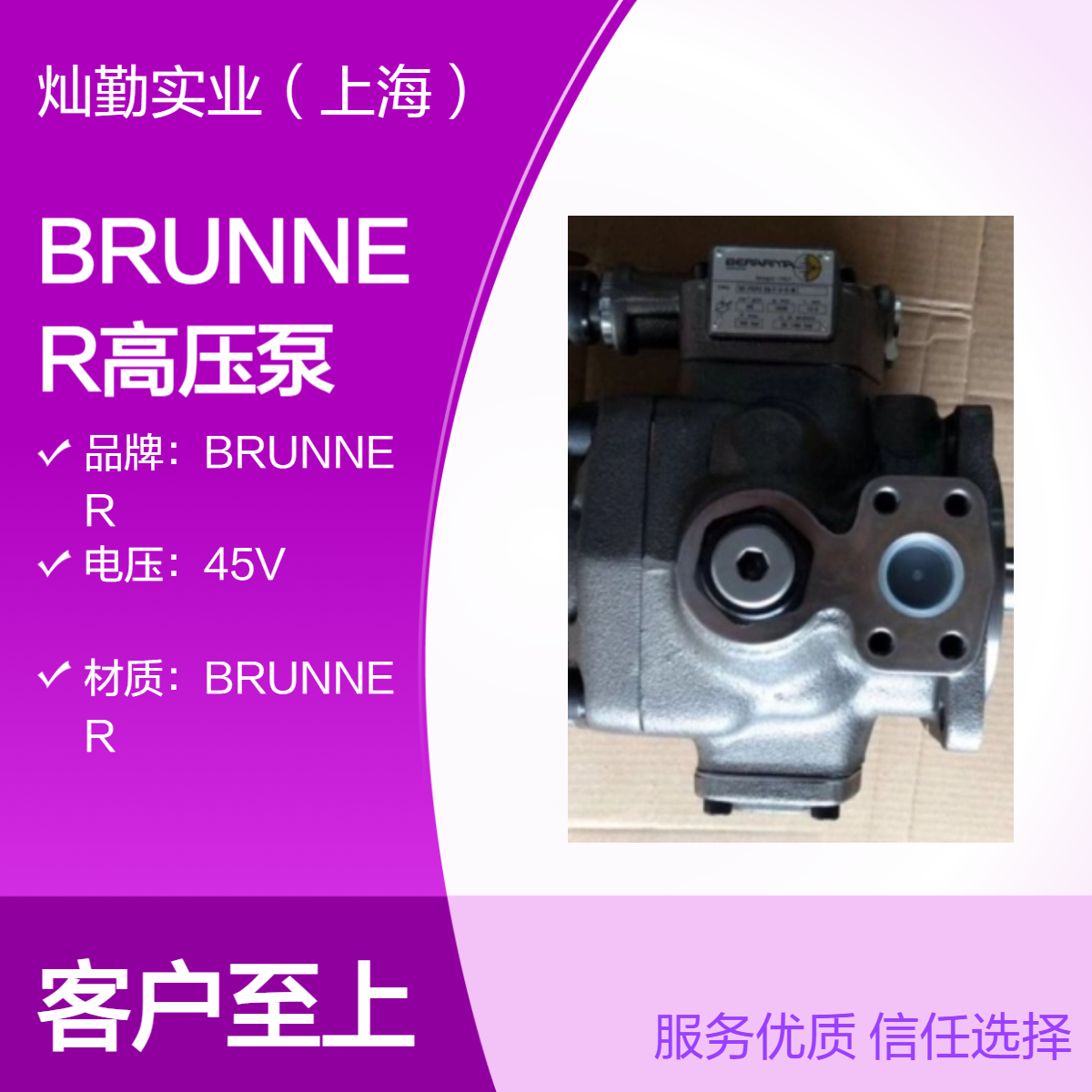 高效BRUNNER高压泵 45V强动力 抽气速率56L/s 充气管长51cm