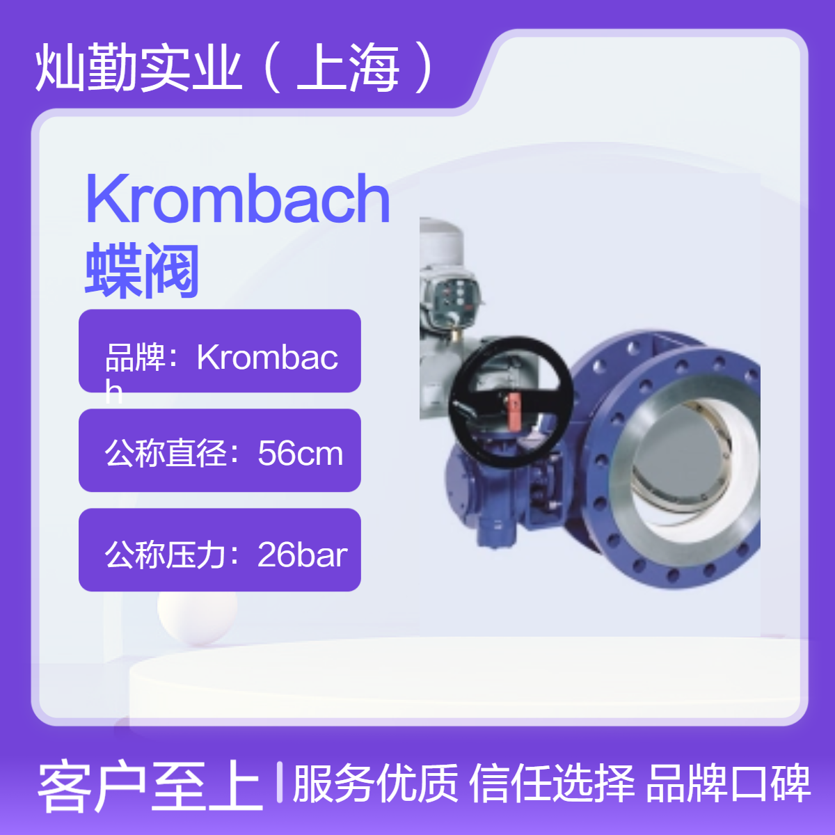 Krombach蝶阀 56cm大口径高压蝶阀 26bar公称压力 数量43个