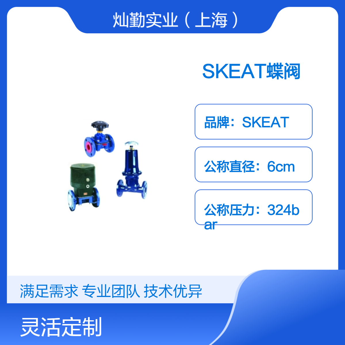 SKEAT蝶阀 6cm口径蝶阀 公称直径6cm 工业流体控制阀门