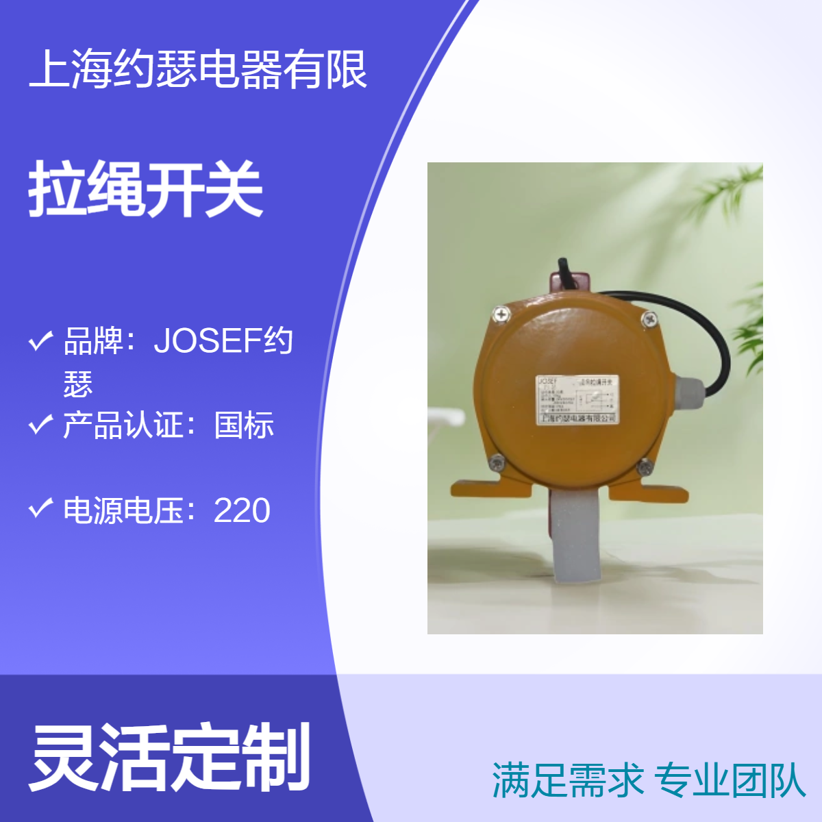 JOSEF约瑟 EXZGLPT1拉绳开关 易于操作，调试简单方便