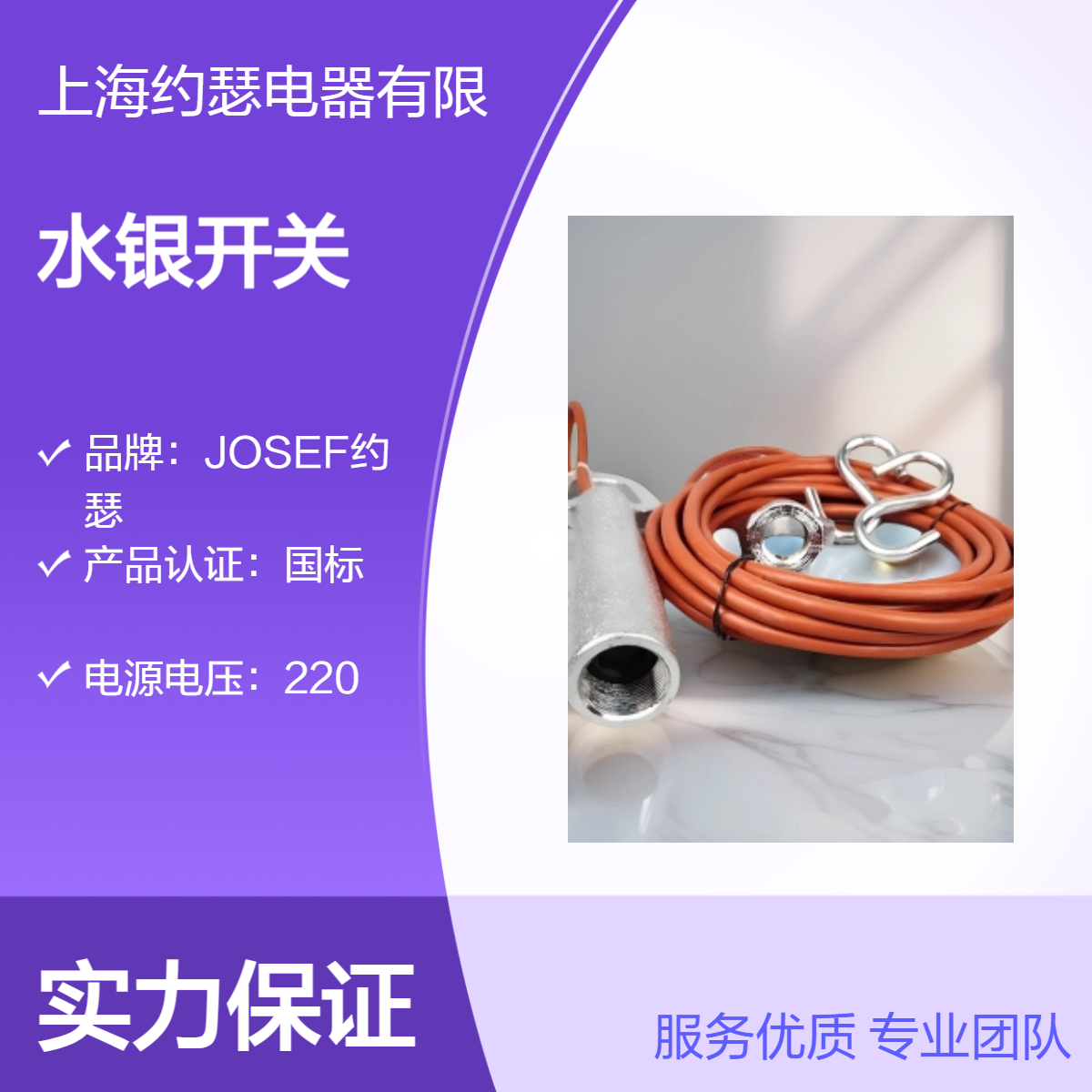 JOSEF约瑟 防爆倾斜开关 BXYQX 材质304 带线缆15米 常闭 静音无噪
