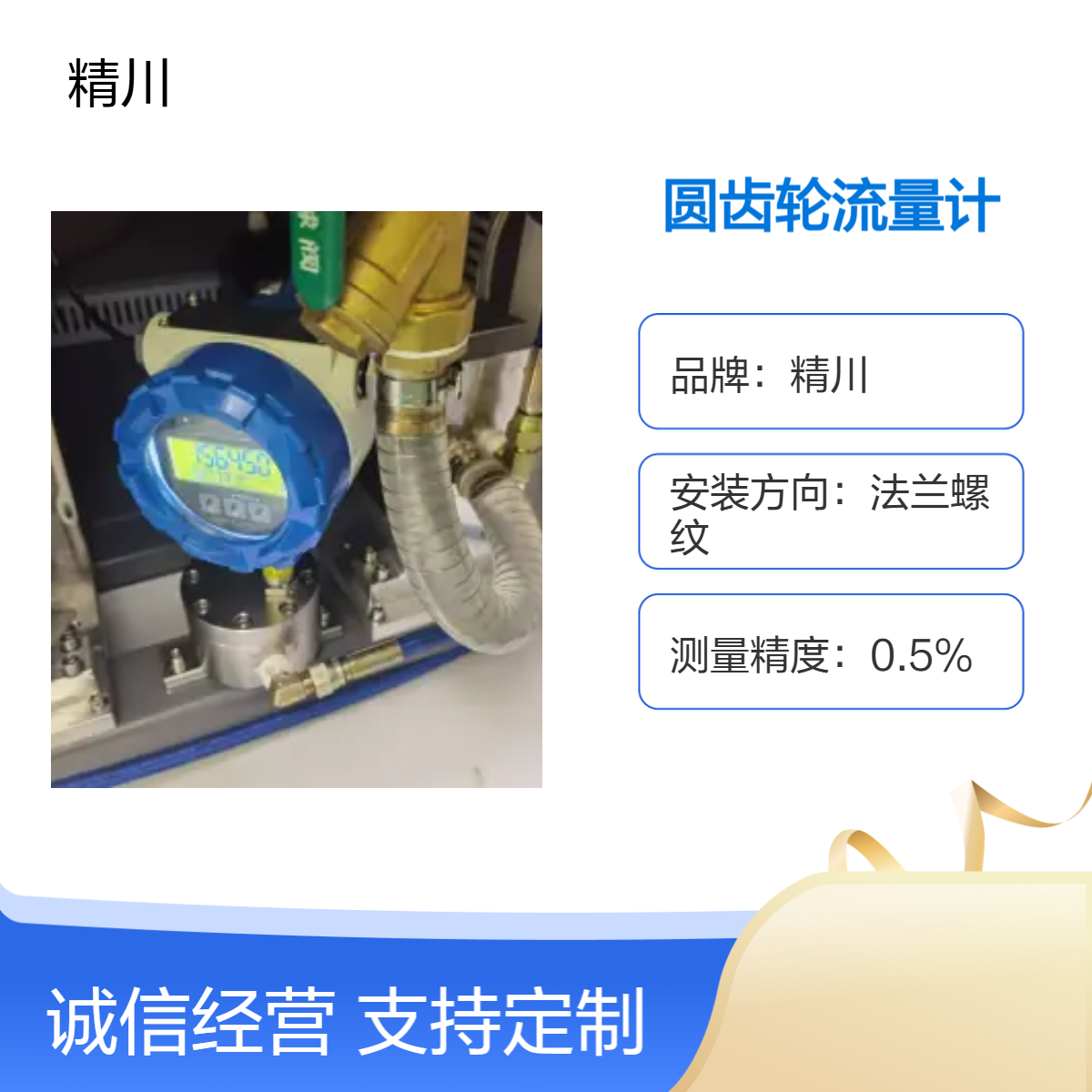 精川DN4制药液体流量计 液晶显示485抄表系统 圆齿轮 不锈钢
