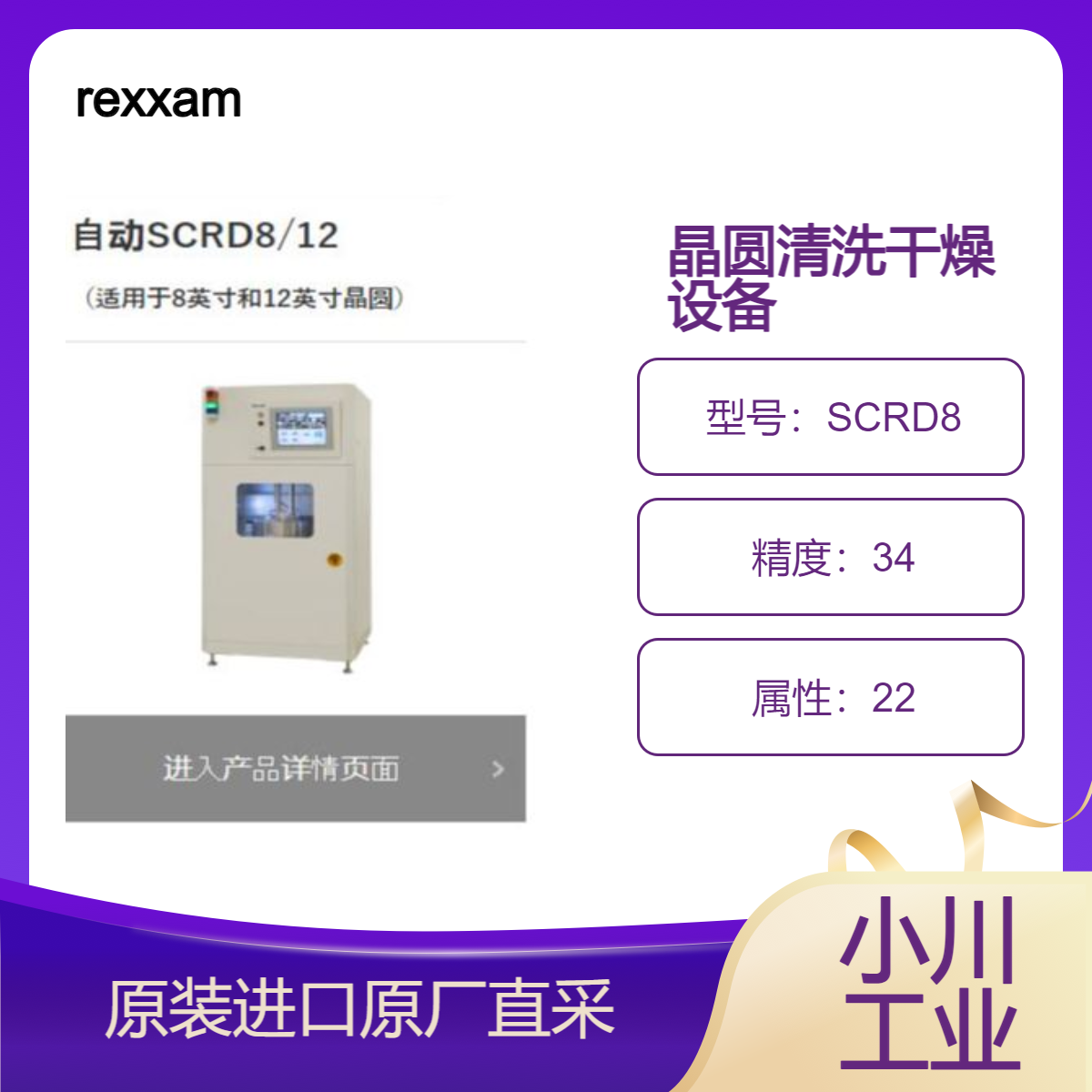 rexxam 晶圆清洗 干燥设备 自动SCRD8 SCRD12 适用于8英寸和12英寸晶圆