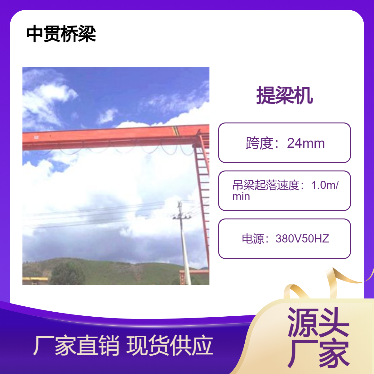 中贯桥梁 供应160吨提梁机 MG型提梁门吊 诚信经营